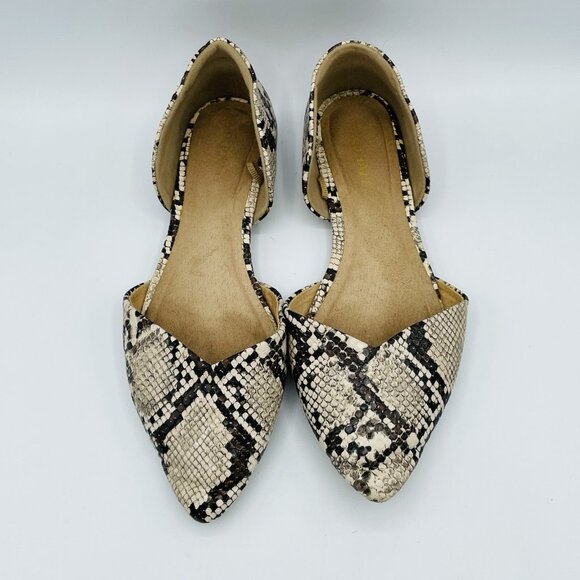 Old Navy Shoes Womens Size 7 Snake Print D'Orsay Flats Pointy Toe Heels Shoe - Picture 5 of 11
